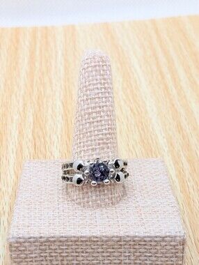 Silver Tone Purple Stackable Ring